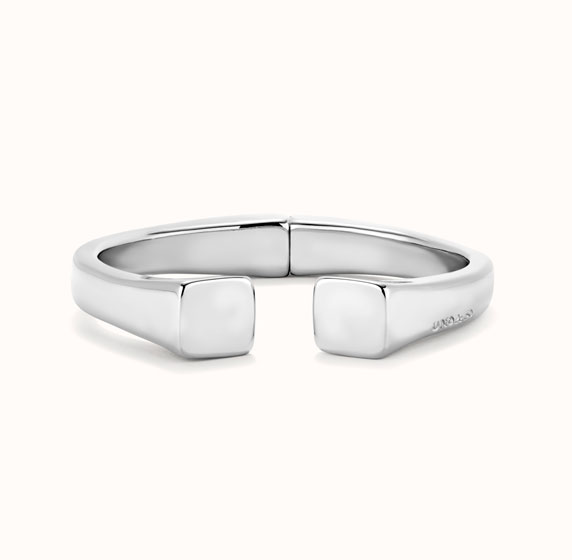Pulsera rígida bañada en plata de ley acabado liso y forma cuadrada Unode50