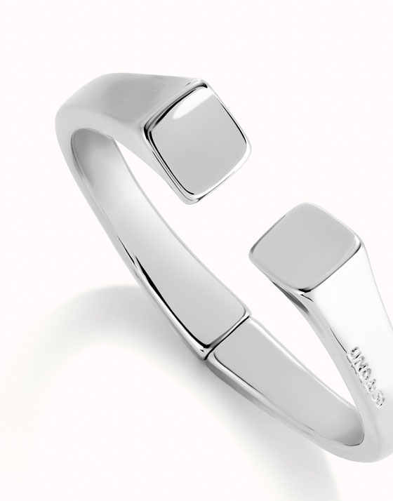 Pulsera rígida bañada en plata de ley acabado liso y forma cuadrada Unode50