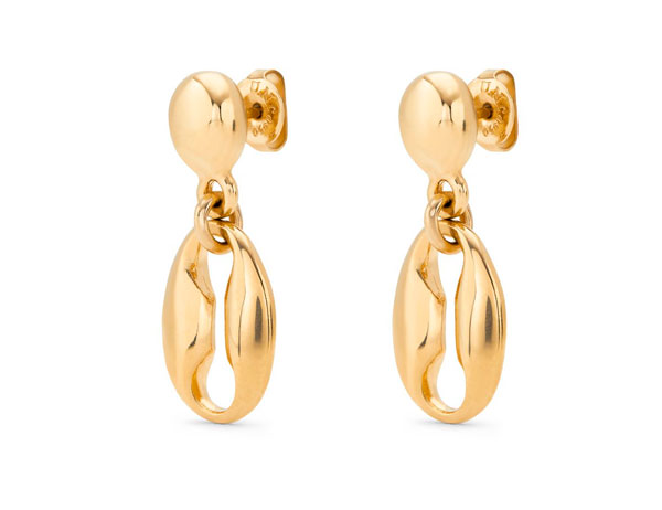 Pendientes bañados en oro 18k con 1 eslabón pequeño