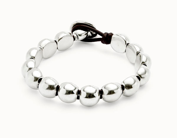 Pulsera con cuentas redondas pequeñas bañadas en plata de ley